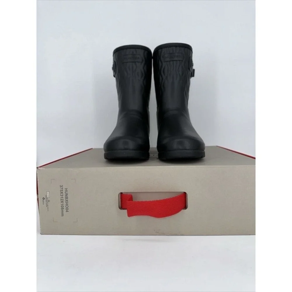 Hunter Original Refined Short Vertical Quilt Black Rain Boots US 8‎ WFS2238RMA